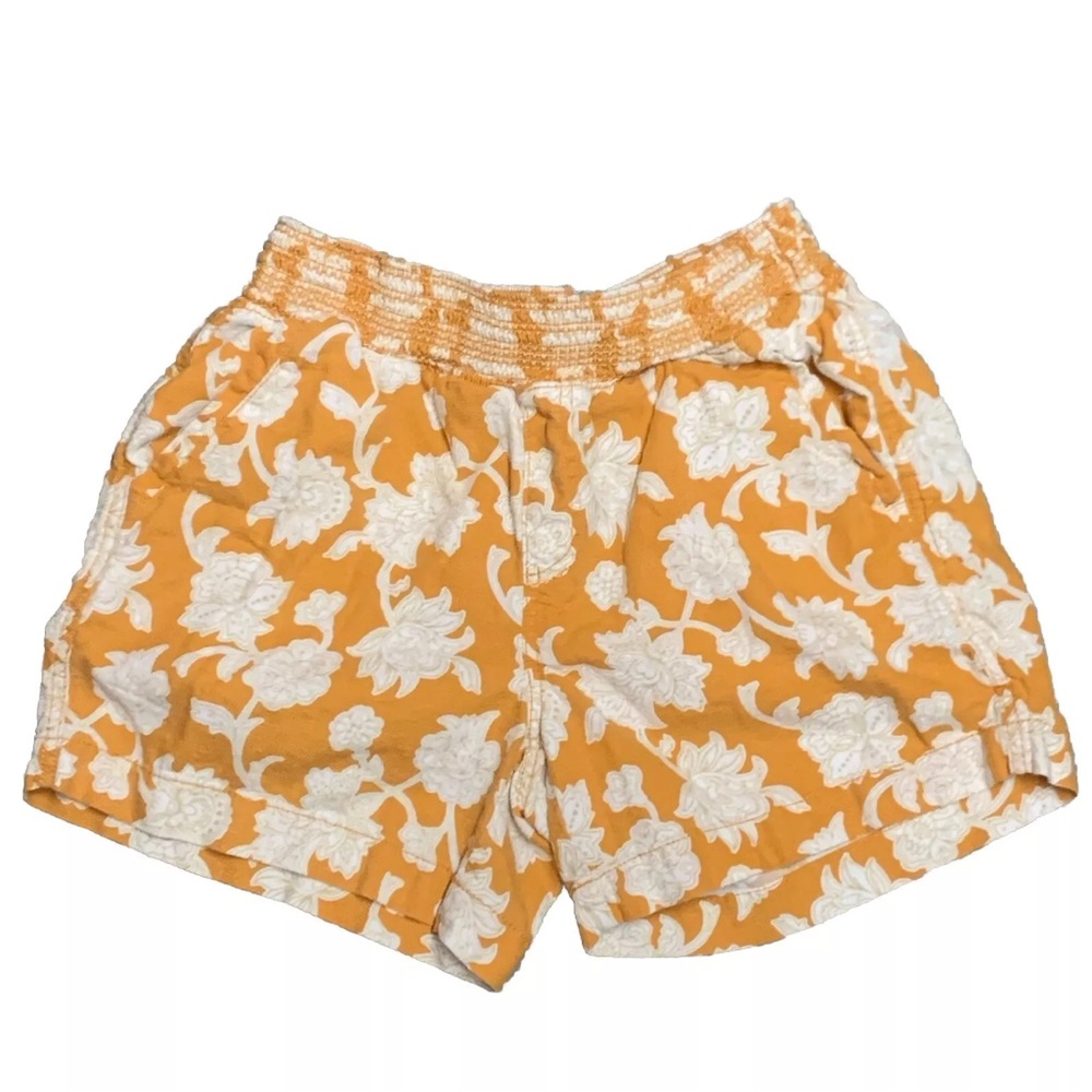 Briggs Women’s Linen Pull-on Summer Shorts Size Small Orange & White Floral
